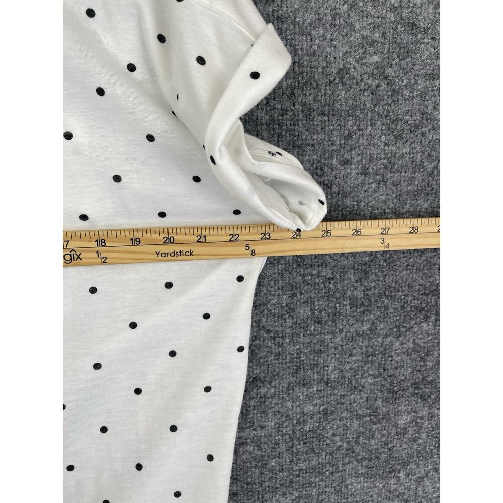 Eden & Olivia Top Women's XL White Black Poka dots Dutton Down Tye Waist - Picture 9 of 9